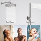 Rain Single Handle 1-Spray with Valve 1.8 GPM 12 " Shower Faucet Pressure Balance Dual Shower Heads in Brushed Nickel