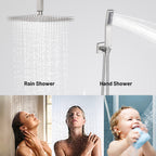 Rain Single Handle 1-Spray with Valve 1.8 GPM 12 " Shower Faucet Pressure Balance Dual Shower Heads in Brushed Nickel