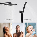 Rain Single Handle 2-Spray 10 in. Shower Faucet Handheld Combo with Valve 1.8 GPM Adjustable Dual Shower Heads in Black