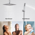 Rain Single Handle 1-Spray with Valve 1.8 GPM 12 " Shower Faucet Pressure Balance Dual Shower Heads in Chrome
