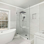 Rainfall Shower Head Combo 6-Spray 12 in. Wall Mount Dual Shower Heads and Handheld Head with 1.8 GPM in Brushed Nickel