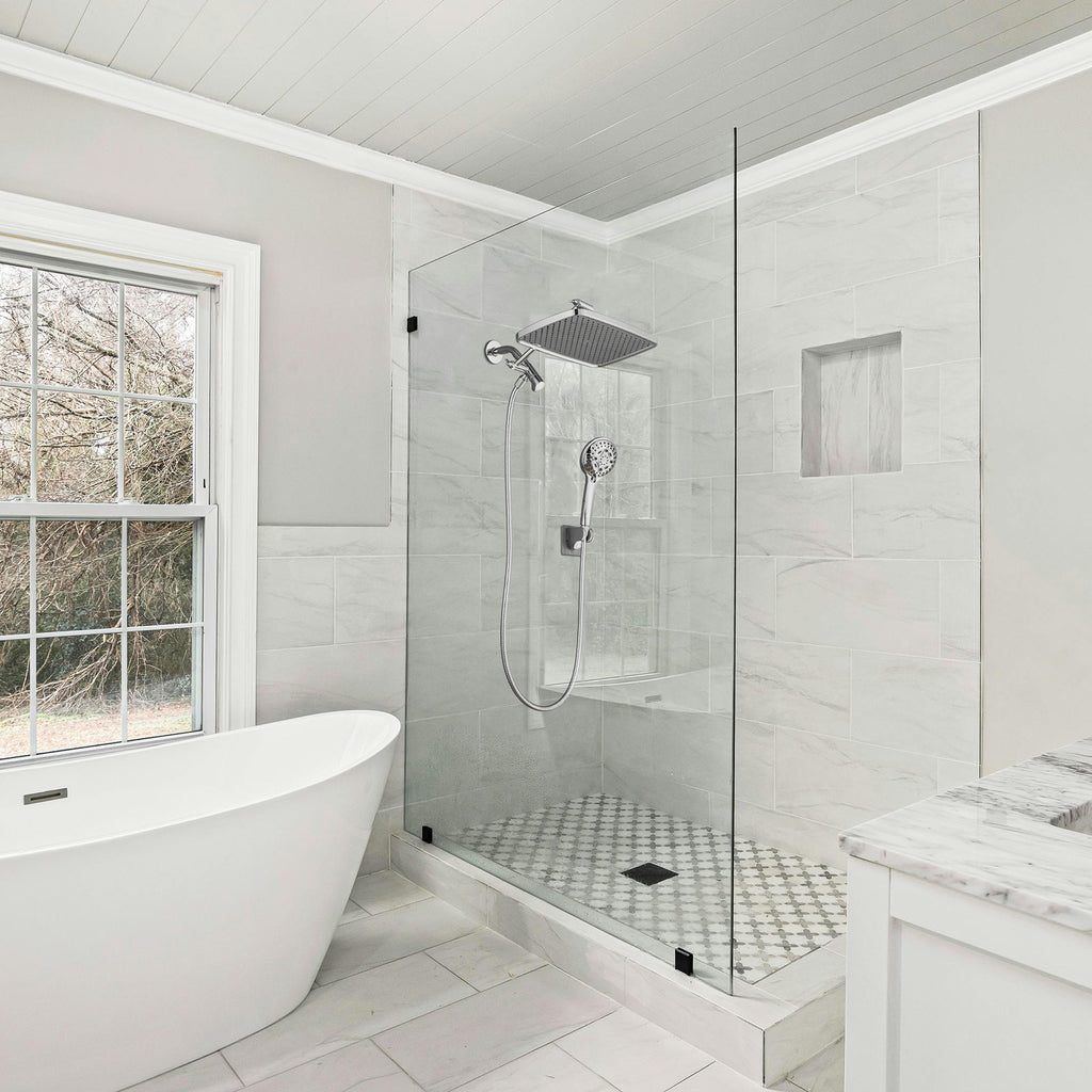 Rainfull 2-in-1 8-Spray Patterns with 1.8 GPM 12 in. Wall Mount Dual Shower Head and Handheld Shower Head in Chrome