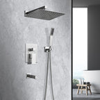 Rain Single Handle 1-Spray Tub Shower Faucet Handheld Combo with Valve 1.8 GPM 12 in. Adjustable Head in Brushed Nickel