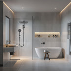 Rainfall Shower Head Combo 12-Spray 12 in. Wall Mount Dual Shower Heads and Handheld Shower Head with 1.8 GPM in Black