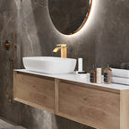 Arc Waterfall Single Handle Single Hole Bathroom Faucet in Gold