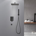 Rain Single Handle 1-Spray Tub Shower Faucet Handheld Combo with Valve 1.8 GPM 12 in. Adjustable shower Head in Black