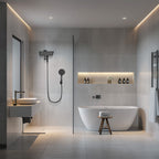 Rainfall Shower Head Combo 5-Spray 8 in. Wall Mount Dual Shower Heads and Handheld Shower Head with 1.8 GPM in Black