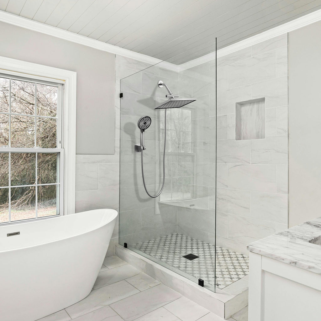 Rainfall Shower Head Combo 6-Spray 12 in. Wall Mount Dual Shower Heads and Handheld Shower Head with 1.8 GPM in Chrome