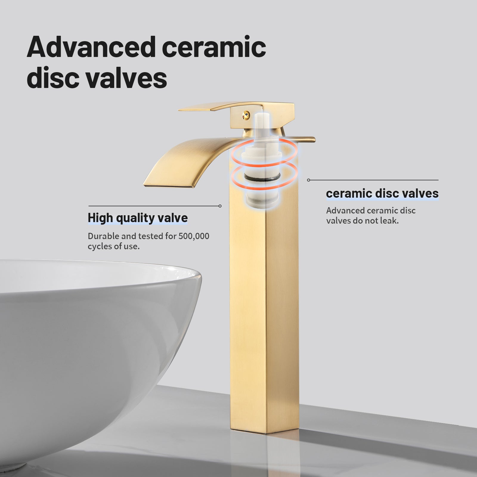 Arc Waterfall Single Handle Single Hole Bathroom Faucet in Gold