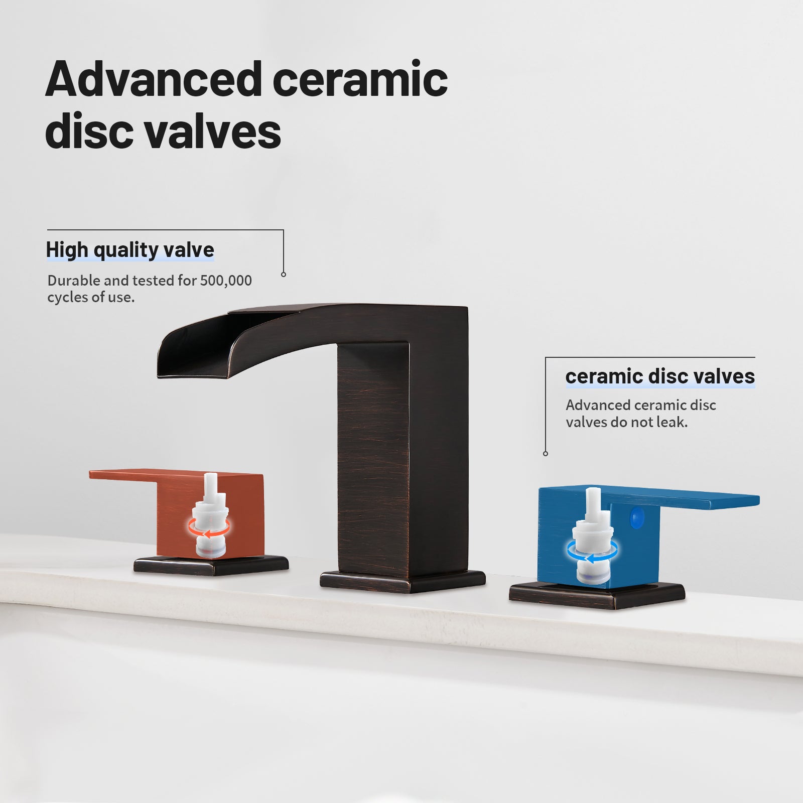 Waterfall 304 stainless steel 8 in. Widespread Double Handle Bathroom Faucet with Drain Kit Included in Oil Rubbed Bronze