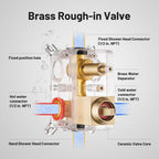 12 " Rain Single Handle 1-Spray Shower Faucet Kit Handheld Combo with Valve 1.8 GPM Adjustable Dual Shower Heads in Gold