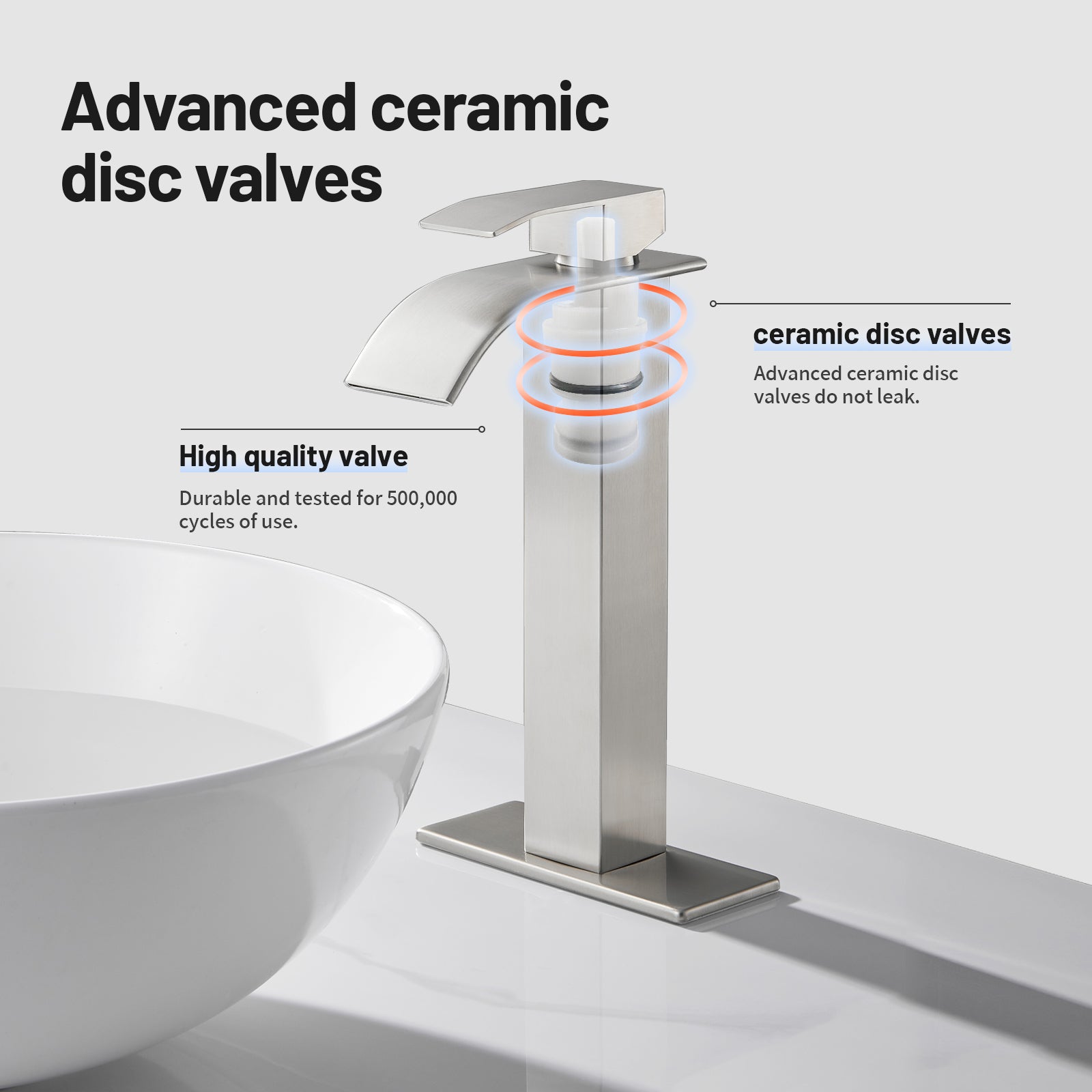 Arc Waterfall Single Handle Single Hole Bathroom Faucet in  Nickel
