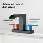 304 stainless steel 4 in. Centerset Double Handle Bathroom Faucet with Drain Kit Included in Matte Black