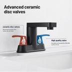 Rotatable 4 in. Centerset Double Handle Bathroom Faucet with Drain Kit Included in Matte Black
