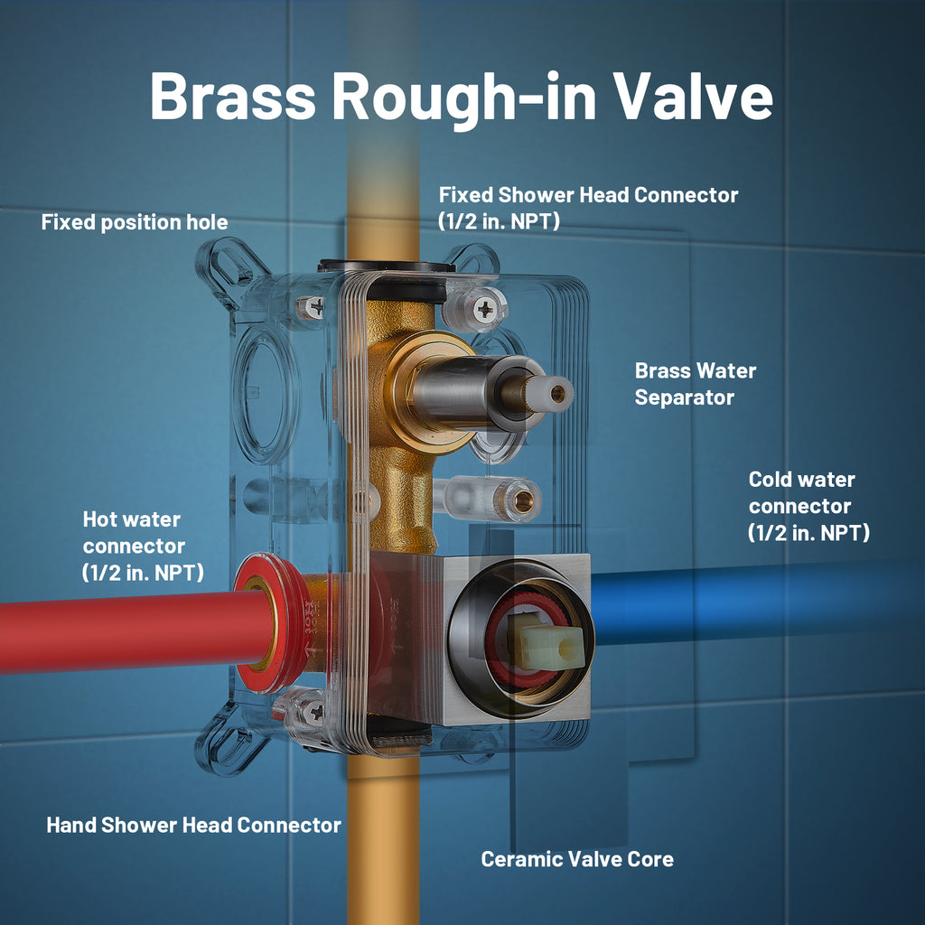 Rain Single Handle 1-Spray Tub Shower Faucet 2.5 GPM Handheld Combo with Valve 10 in. Pressure Balance in Brushed Nickel