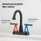 Rotatable 4 in. Centerset Double Handle Bathroom Faucet with Drain Kit Included in Black