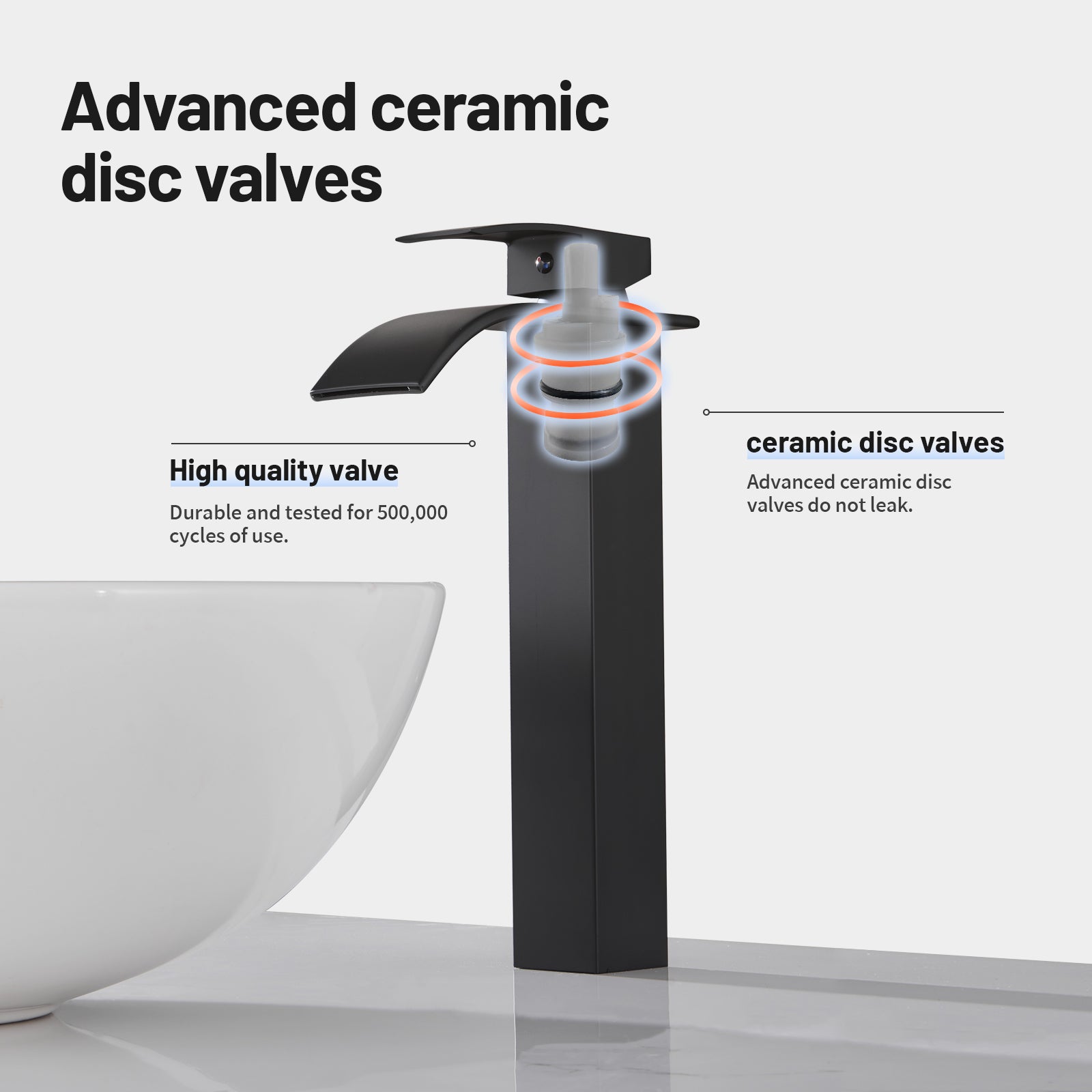 Arc Waterfall Single Handle Single Hole Bathroom Faucet in Matte Black