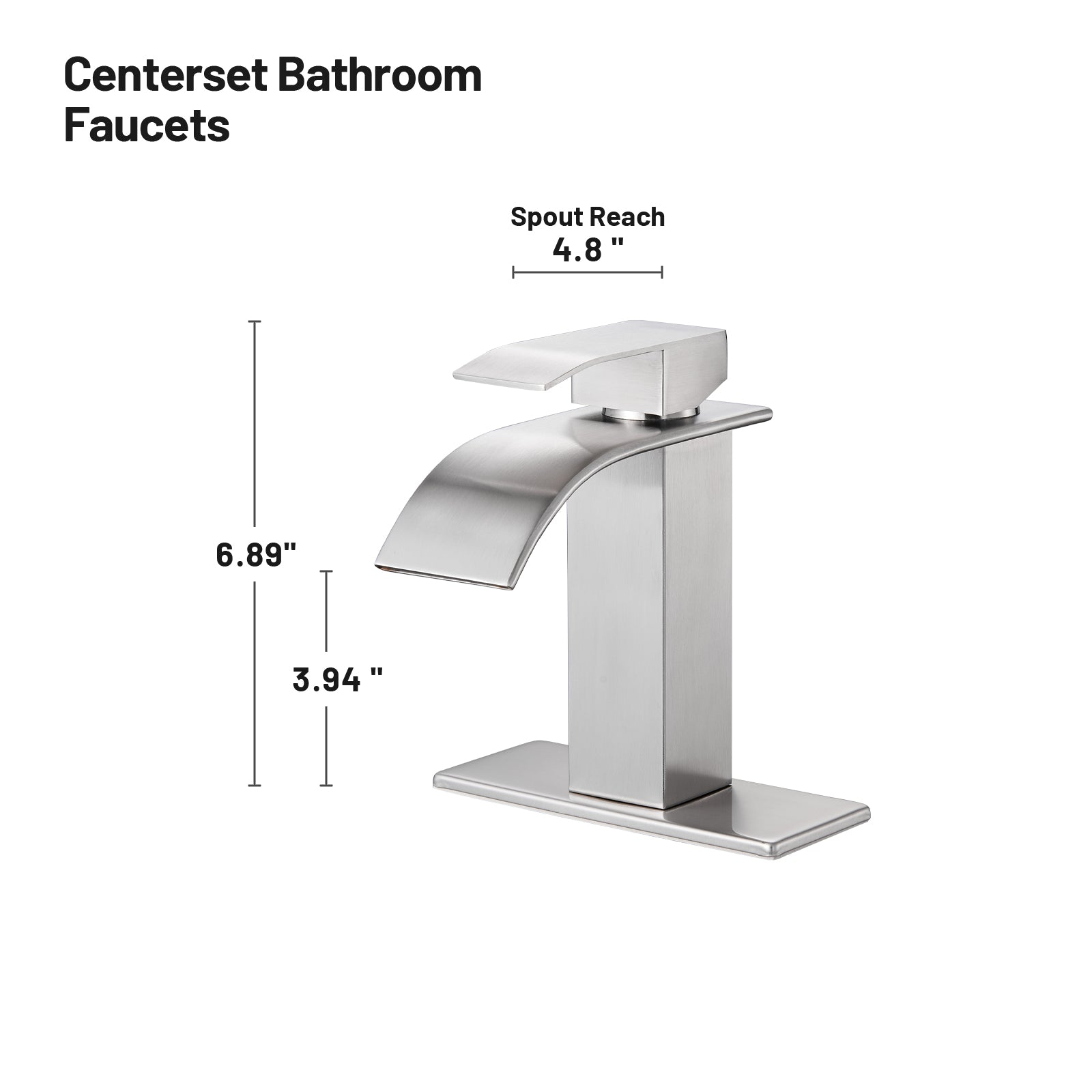 Arc Waterfall Single Handle Single Hole Bathroom Faucet with Drain Kit Includedin Brushed Nickel