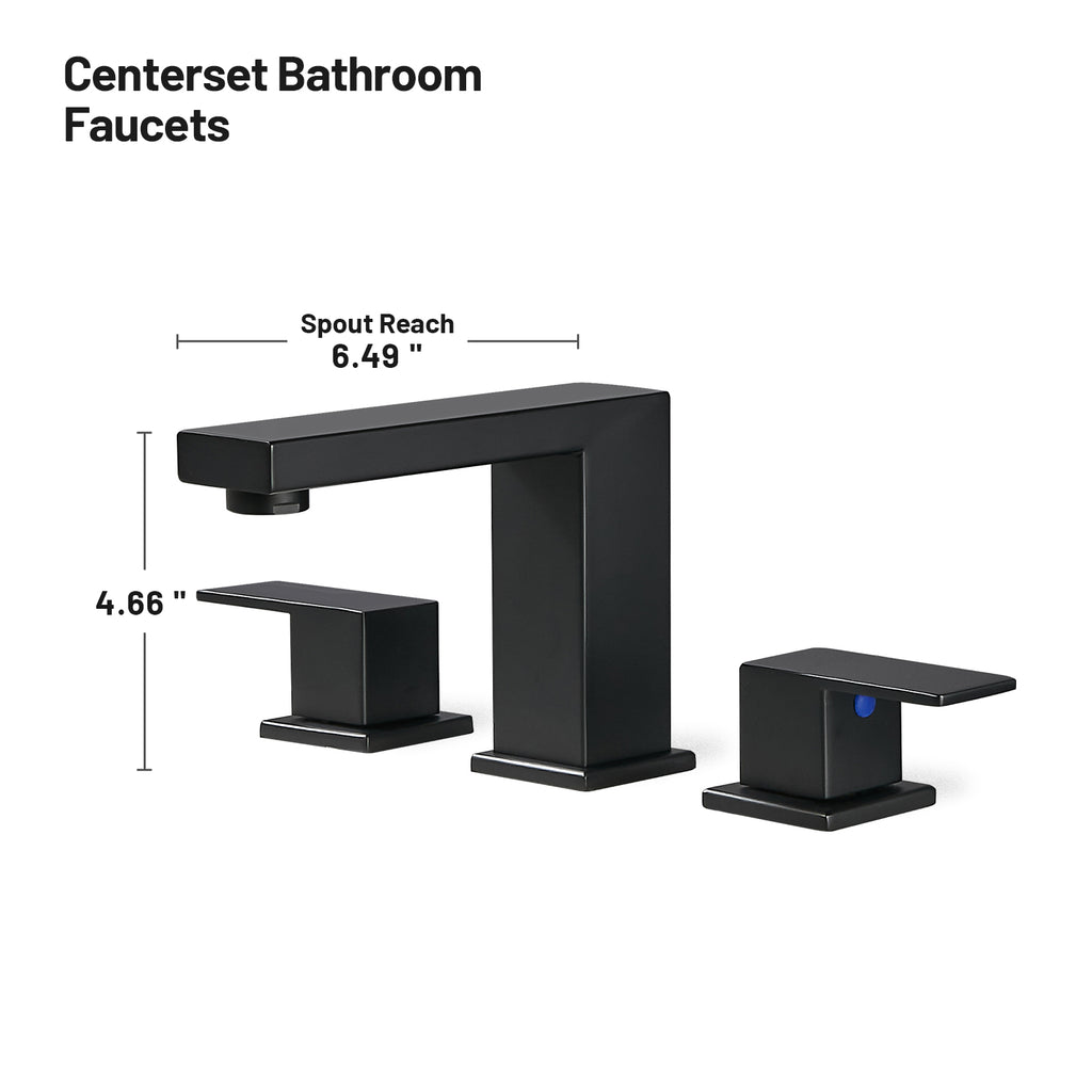 304 stainless steel 8 in. Widespread Double Handle Bathroom Faucet with Drain Kit Included in Matte Black