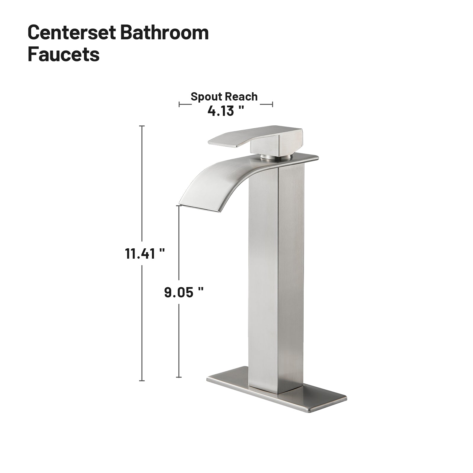 High Arc Waterfall Single Handle Single Hole Bathroom Faucet with Drain Kit Included in Brushed Nickel
