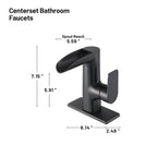Waterfall Single Handle Single Hole Low Arc Bathroom Faucet With Metal Pop Up Drain Assembly Sink Faucet in Matte Black