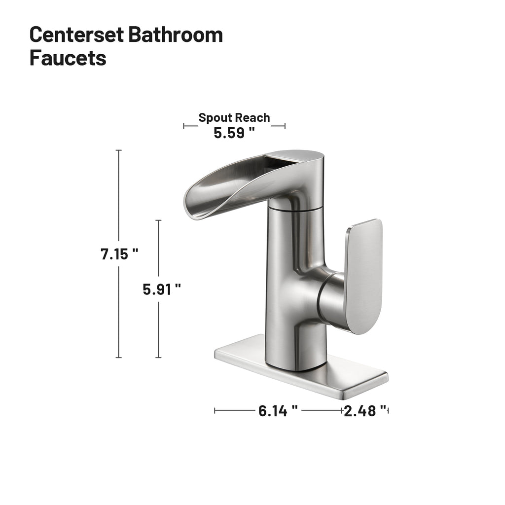 Single Handle Single Hole Low Arc Bathroom Faucet With Metal Pop Up Drain Assembly Swivel Sink Faucet in Brushed Nickel