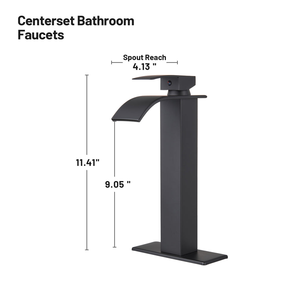 Arc Waterfall Single Handle Single Hole Bathroom Faucet in Matte Black