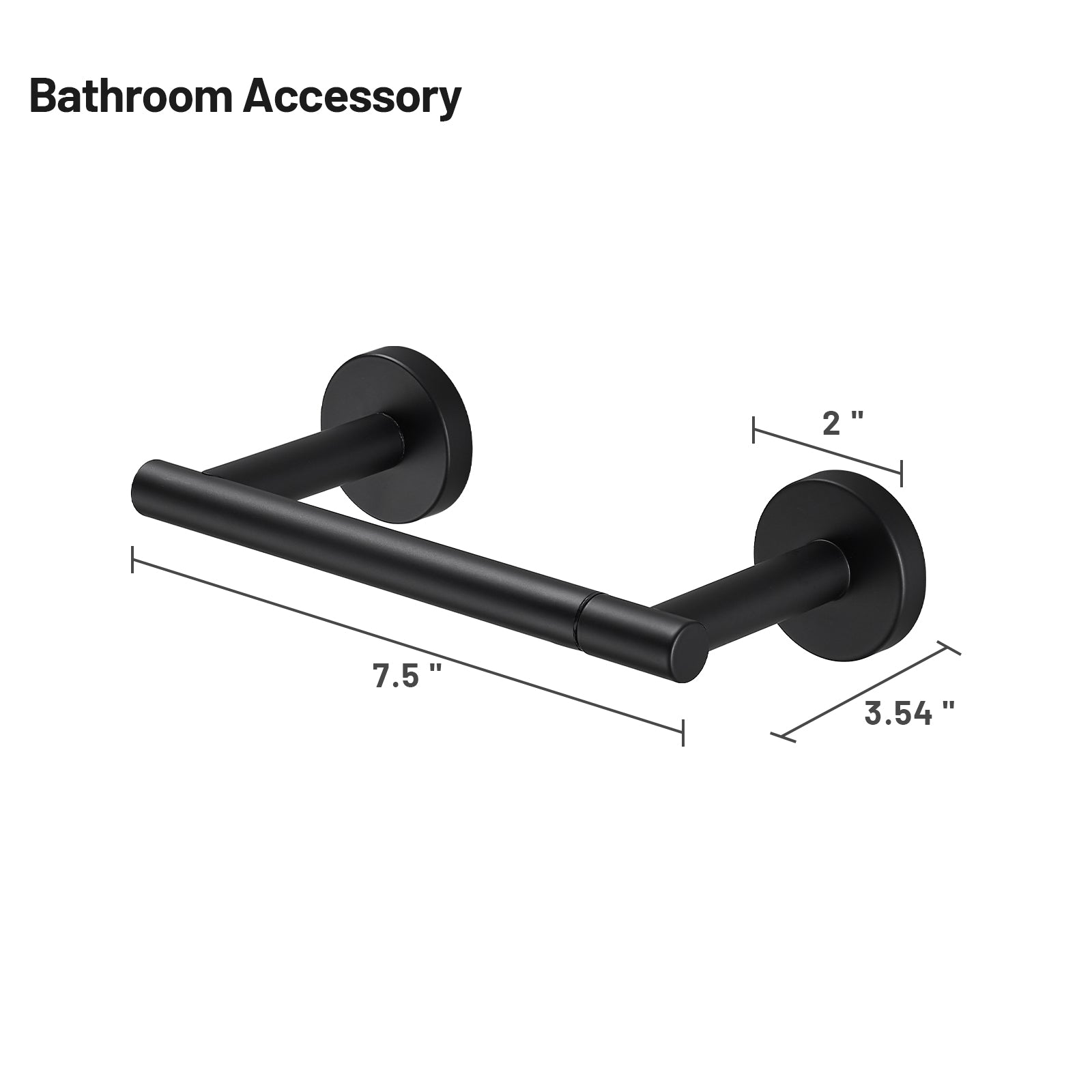 Deluxe Wall Mount Pivot Arm Toilet Paper Holder Bath Hardware Accessory in Matte Black