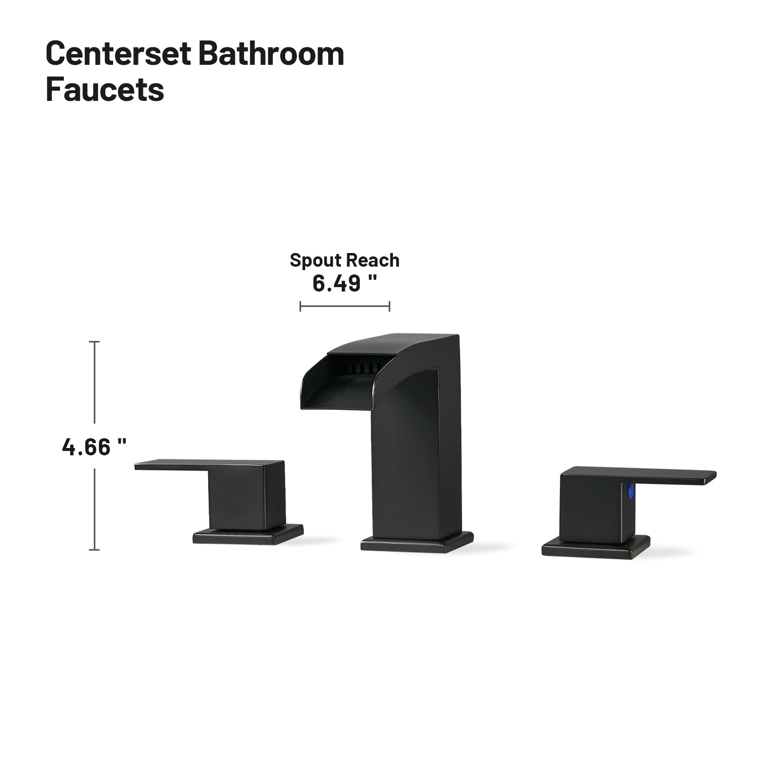 Waterfall 304 stainless steel 8 in. Widespread Double Handle Bathroom Faucet with Drain Kit Included in Matte Black