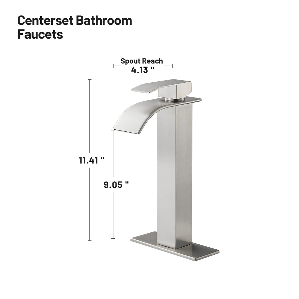 Arc Waterfall Single Handle Single Hole Bathroom Faucet in  Nickel