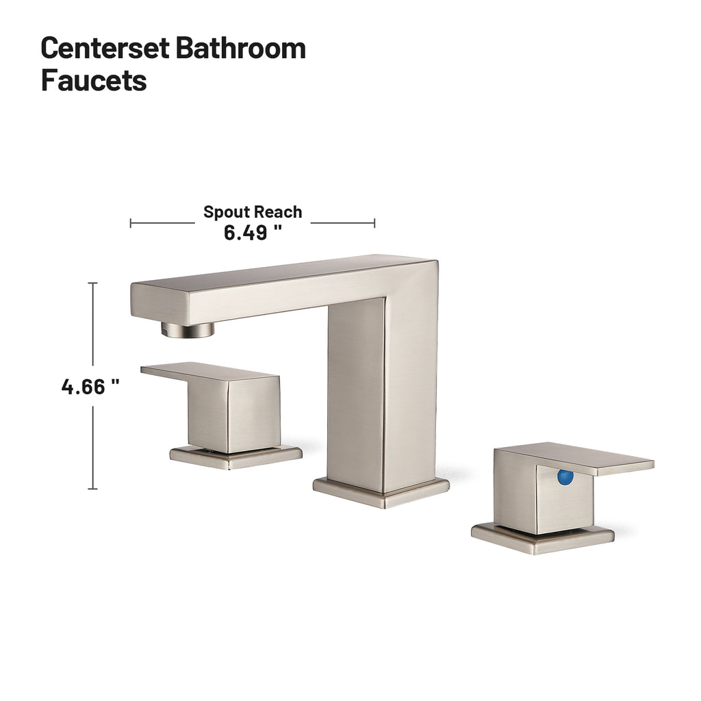 304 stainless steel 8 in. Widespread Double Handle Bathroom Faucet with Drain Kit Included in Brushed Nickel
