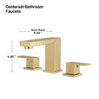 304 stainless steel8 in. Widespread Double Handle Bathroom Faucet with Drain Kit Included in Gold