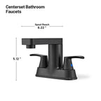 Rotatable 4 in. Centerset Double Handle Bathroom Faucet with Drain Kit Included in Matte Black