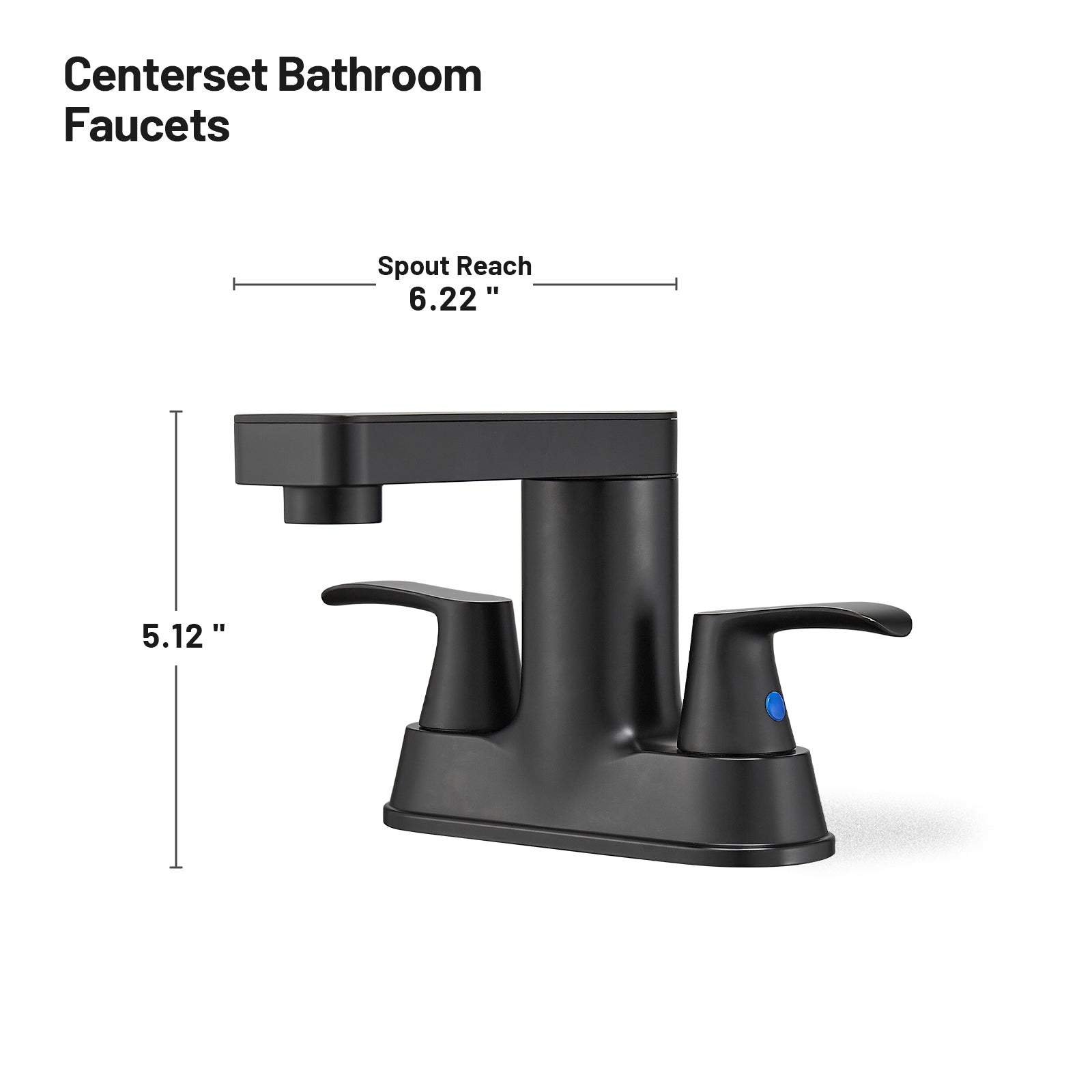 Rotatable 4 in. Centerset Double Handle Bathroom Faucet with Drain Kit Included in Matte Black