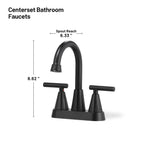 Rotatable 4 in. Centerset Double Handle Bathroom Faucet with Drain Kit Included in Black