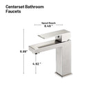 Square Single Handle Single Hole Bathroom Faucet in Brushed Nickel