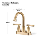 Rotatable 4 in. Centerset Double Handle Bathroom Faucet with Drain Kit Included in Gold
