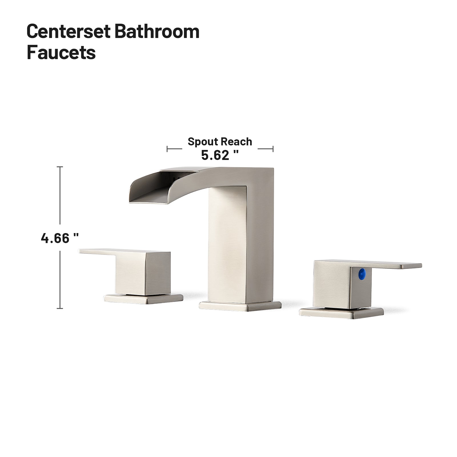 Waterfall 304 stainless steel 8 in. Widespread Double Handle Bathroom Faucet with Drain Kit Included in Brushed Nickel